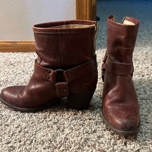 Frye brown leather booties.